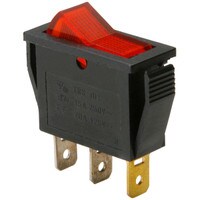 SPST Small Rocker Switch w/Red Illumination 125VAC